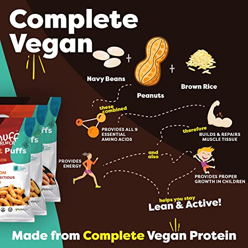 P-Nuff Crunch Baked Peanut Puffs - Healthy Snacks, Gluten Free, Vegan, 20G Vegan Protein Per Bag, Low Fodmap, Plant Based, Dairy Free, Gut-Friendly, As Seen On Shark Tank, 4Oz Bag, Variety Pack Of 3 #TOP2