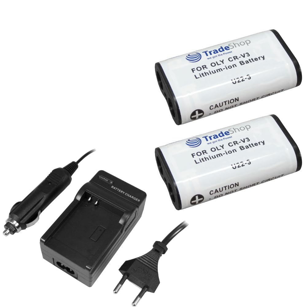 Set Batteria Li-Ion E Caricabatterie Da Auto Per Fotocamera Pentax Optio, Casio, Kodak E Altri – Sostituto CRV3 - 5