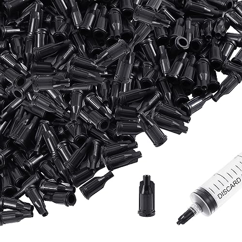 Image of Gejoy 350 Pcs Syringe Caps Dispensing Needle Black Syringe Tip Caps | Protect Needle Tips from Clogging, for Craft Glue Dispensing and Industrial Work, Reusable Covers Keep Syringes Clean
