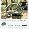 Outsunny 2-Person Tent Cot, 4-in-1 Elevated Camping Bed Combo with Air Mattress, Bed Cover, Foot Pump, Folding Off Ground Double Tent for Camping, Hiking, Backpacking