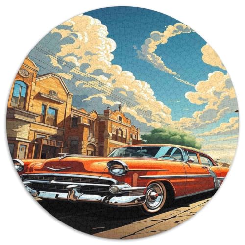 Puzzle de coche clásico de 1000 piezas redondo: el regalo vintage ideal para adultos