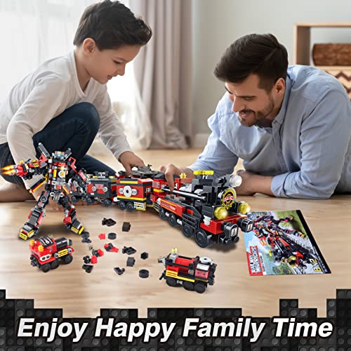Cobfdha Train Sets Toys For Kids Age 8-12, 8-In-2 Building Blocks Kits For 12-16 Year Old Teen Boys Girls, Stem Engineering Robot Toy, Christmas Birthday Gifts For Kids Ages 6 7 9 10 11 14 (766 Pcs) #TOP3