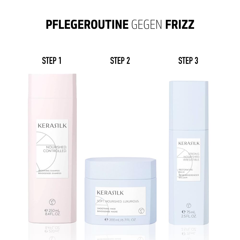 Kerasilk Anti-Frizz Pflegeroutine mit Shampoo, Haarmaske & Balsam. Für unruhiges Haar, Gegen Frizz