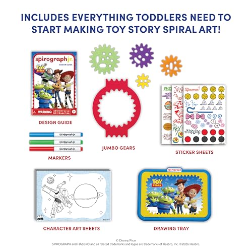 Image of Spirograph Disney Jr. Toddler Arts and Crafts, Drawing Art Kit, Toddler Activities, Drawing Pad, Jumbo Gears, Washable Markers, Unleash Your Child Inner Artist, Ages 3+