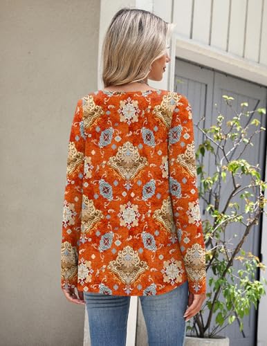 Image of Zeagoo Long Sleeve Shirts for Women Fall Tops Casual Dressy V Neck Blouses Boho Tunic Western Clothes Vacation Outfits
