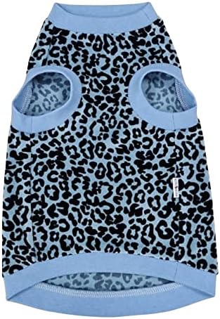 Miniatura 3 de Kotomoda Camiseta elástica de algodón para gato sin pelo, leopardo azul, terciopelo orgánico para gato esfinge (XS