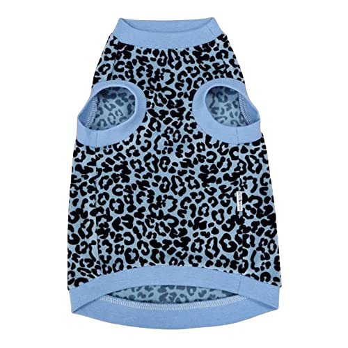 Tee-shirt pour chat Sphynx en velours bio imprimé léopard bleu taille L - 3