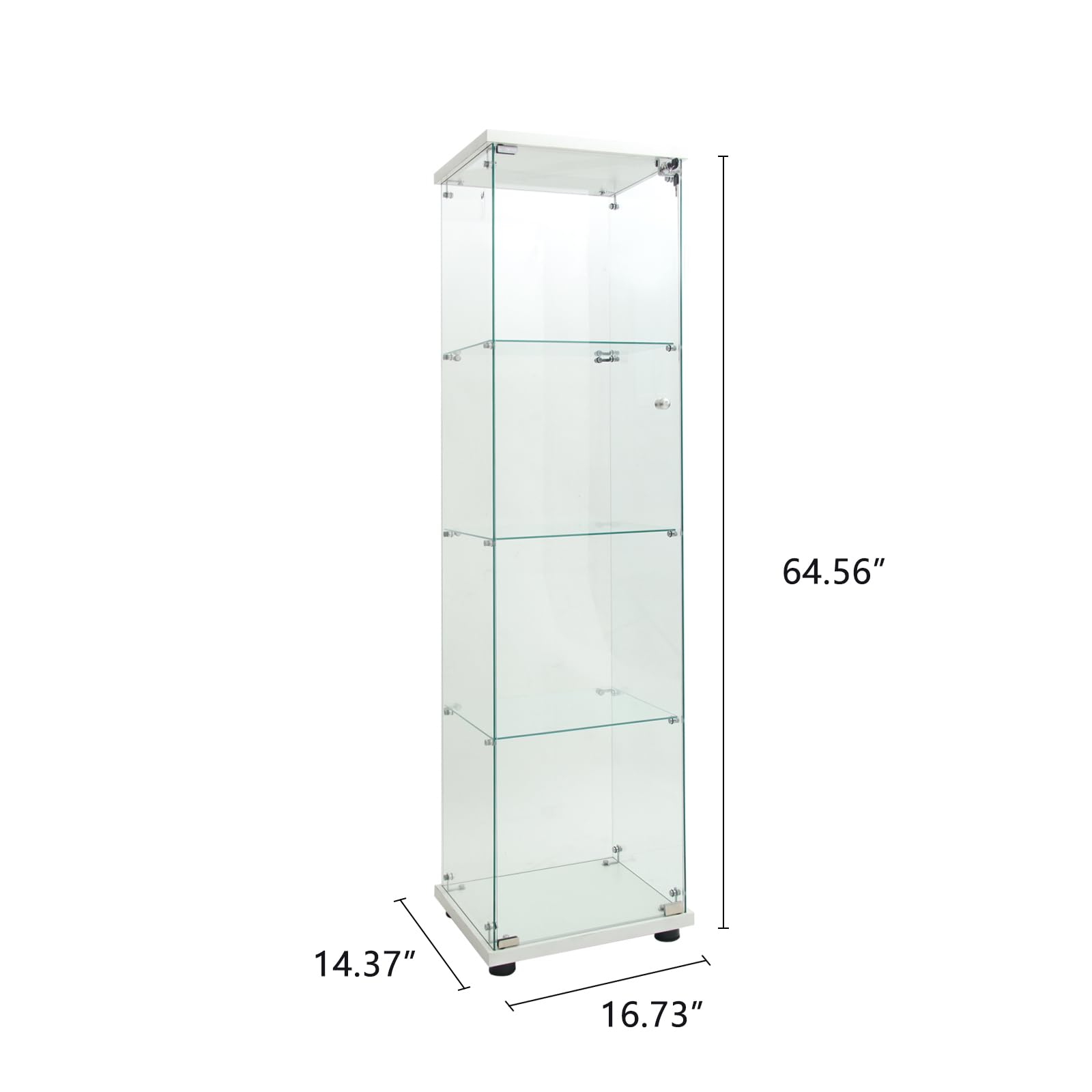 BPKADHY vitrine sur pied en verre - Éclairage LED avec serrure et 2 portes et 4 compartiments