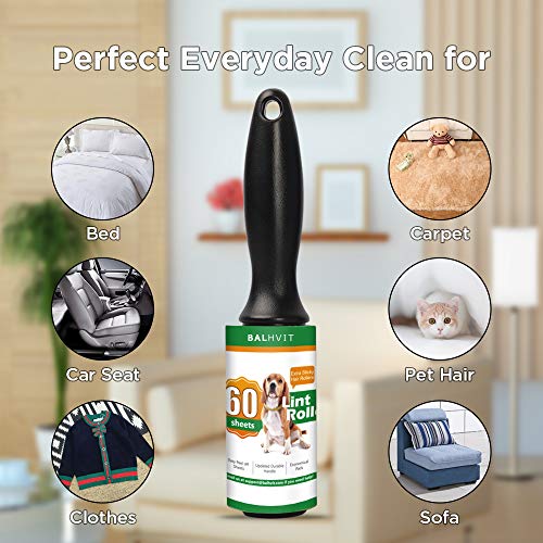 Balhvit Lint Rollers for Pet Hair Extra Sticky, [300 Sheets/5 Refills] Lint Remover with 2 Upgraded Handles, Portable Lint Roller Brush Pet Hair Remover for Clothes, Furniture, Dog & Cat Hair Removal - Thumbnail 3