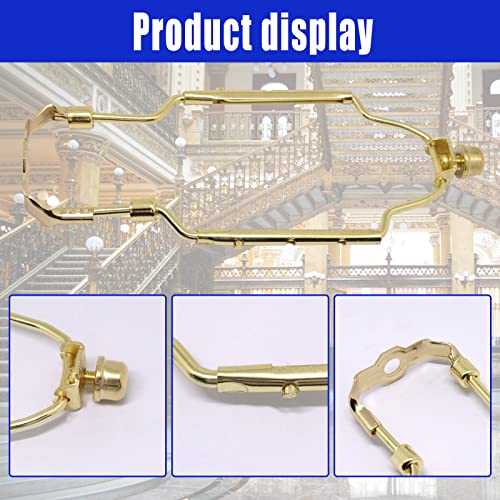 Benliudh Lamp Shade Holder, Adjustable Lamp Shade Harp For Floor Lamps Table Lamps, Fit Both Standard Lamp Rod 8 9 10 Inch With 2 Top Knot Options Lamp Shades Holder - Set Of 2 (Gold) #TOP2