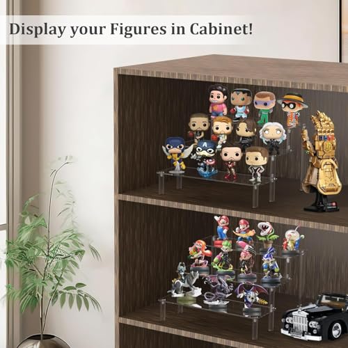 AZEAM Acryl Riser Display Regal Ständer für Amiibo Funko Pops Figuren, Tischplatte klar für Nagellack Gewürz Kosmetik Kunsthandwerk Schmuckständer Cupcake Dessert Figures 3-Stufig 1-Stück (30cm)