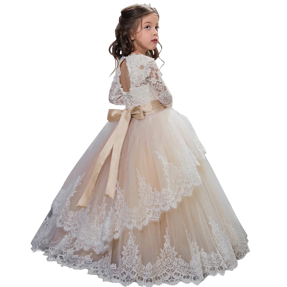 Kinderkleidung Mädchen Blumenmädchen Kleid Kleid Blumen Einfarbig A Linie Kleid Party Geburtstag Geruescht Gitter Spitze Weiss Rosa Maxi Kurzarm Prinzessin Nette Art Kleid P8967319