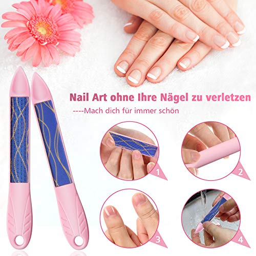 Nano-Glasnagelfeile Nagelfeile für Naturnägel, Nagelfeile Set Mit Polier + Schleiffunktion, Pediküre Nagelpflege, 2… – Bild 5