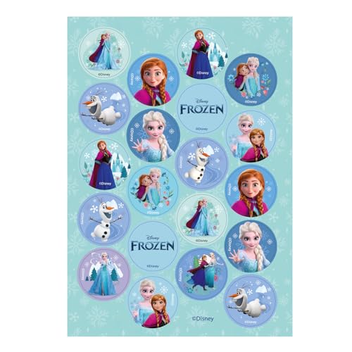 Dekozauber24 Frozen Essbare Muffinaufleger 20 Stück ohne Zuckerzusatz vegetarisch Muffindeko Disney Eiskönigin mit Elsa Anna und Olaf auch als Tortendeko zum Auflegen