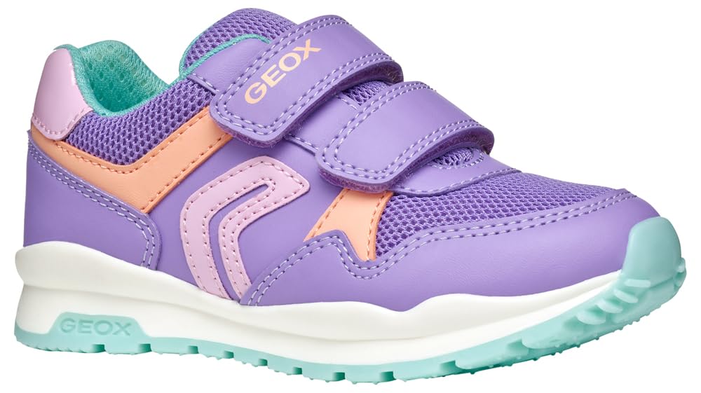 Geox J Pavel Girl A Sneaker, Lilac/Watersea, 4.5 UK