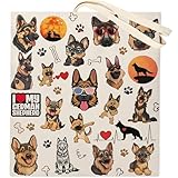 DOOX German Shepherd Tote Bag, Canvas Reusable - Shopping/Grocery/Beach/Gifts Bag - Birthday & Christmas Gifts for Women
