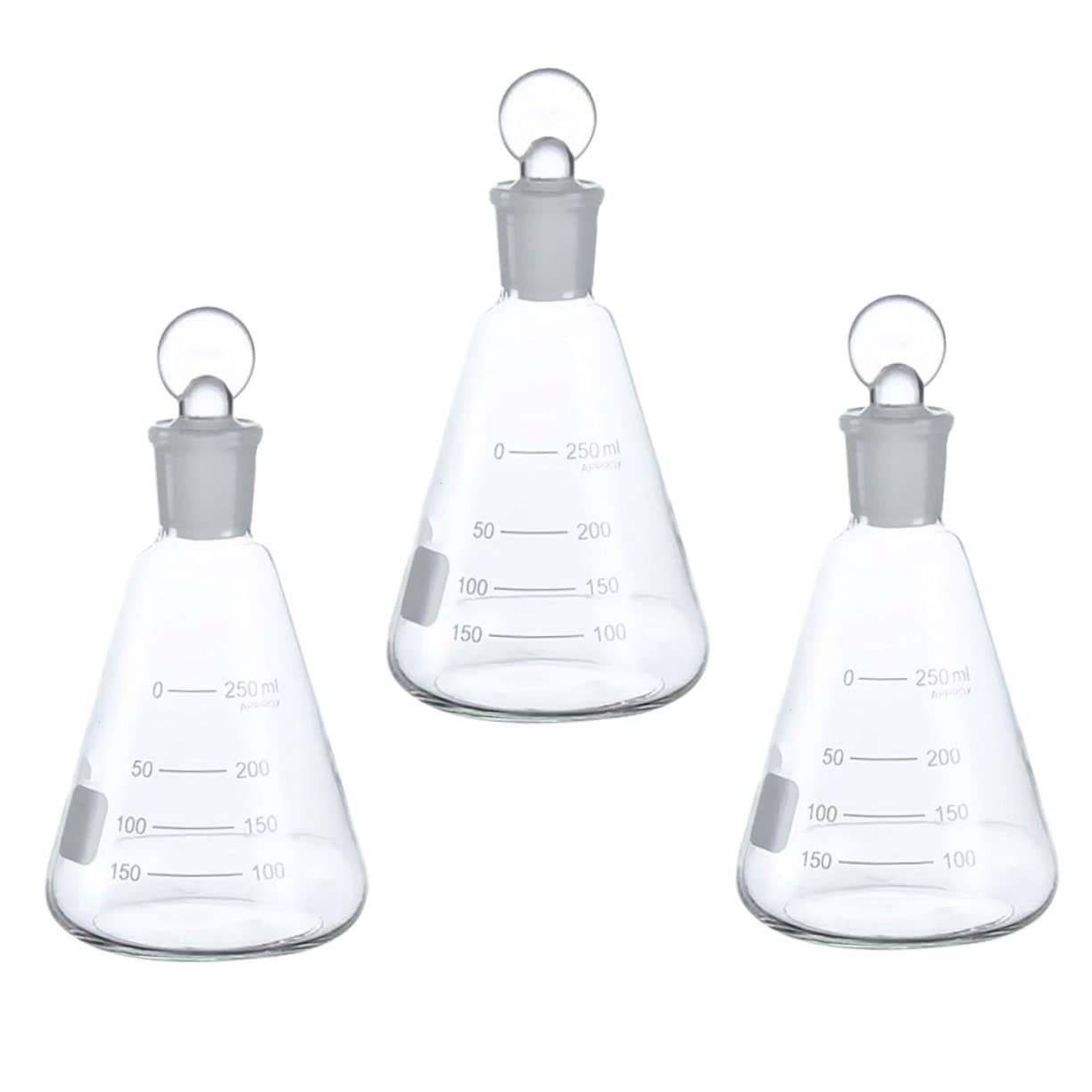 3piezas Frascos Matraces Cónicos Material De Laboratorio Seguro Olor Para Experimentos Escolares y Mediciones Precisas Química