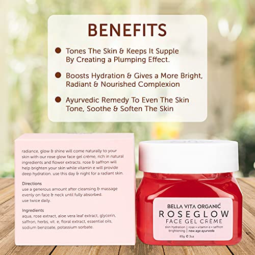 Image of Bella Vita Organic Eyelift Eye Cream Gel For Dark Circles, Puffy Eyes, Wrinkles & Removal Of Fine Lines For Women & Men, 20 g & Bella Vita Organic Glow Cream Gel for Women & Men Lightening