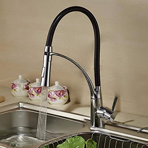 Robinet mitigeur de cuisine noir avec commande double eau chaude et froide - 5