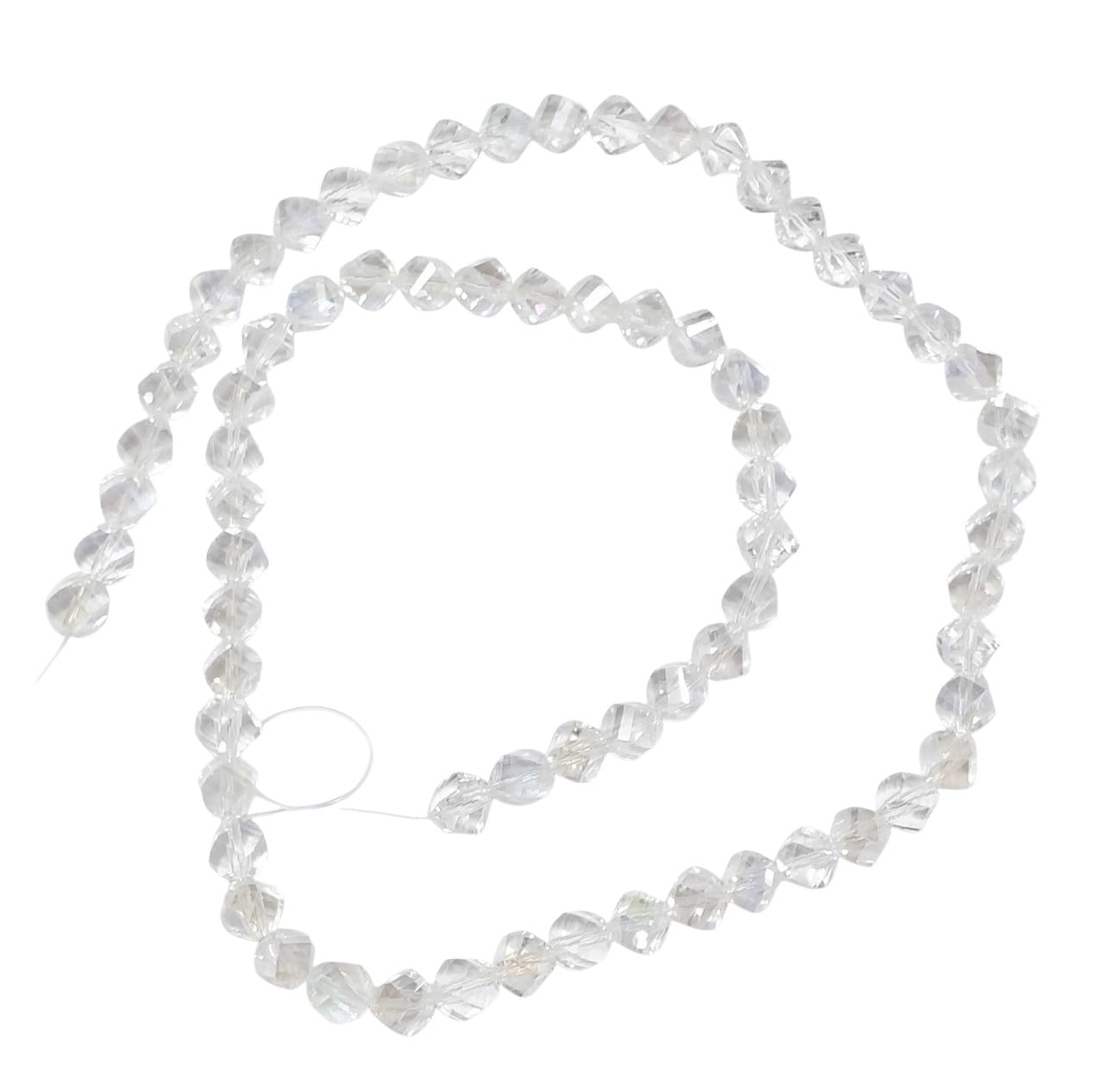 7mm 1 Line Crystal Clear Glass Material White Color Glass Beads for Craft Jewelry, Embroidery Making Purpose, Round Shape,(60+ Each line)-image-31