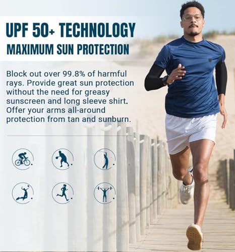 Image of Luminex Commerce Cooling Arm Sleeves for Men & Women, UV Sun Protection Hand Sleeves, Cricket, Motorcycle, Golf