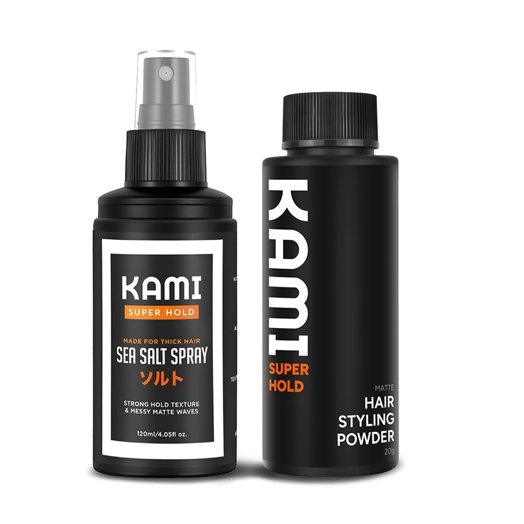 Kami Hair Styling Bundle Strong Hold Sea Salt Spray Volumizing Hair Powder for Men Texture Volume and Matte