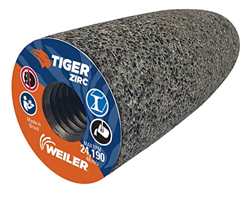 Image of Weiler 68304 Tiger ZIRC Type 16 Round Tip Portable Grinding Cone, Z20-S, 1-1 /2 inch X 2-1 /2 inch X 5 /8-11, (Pack of 12)