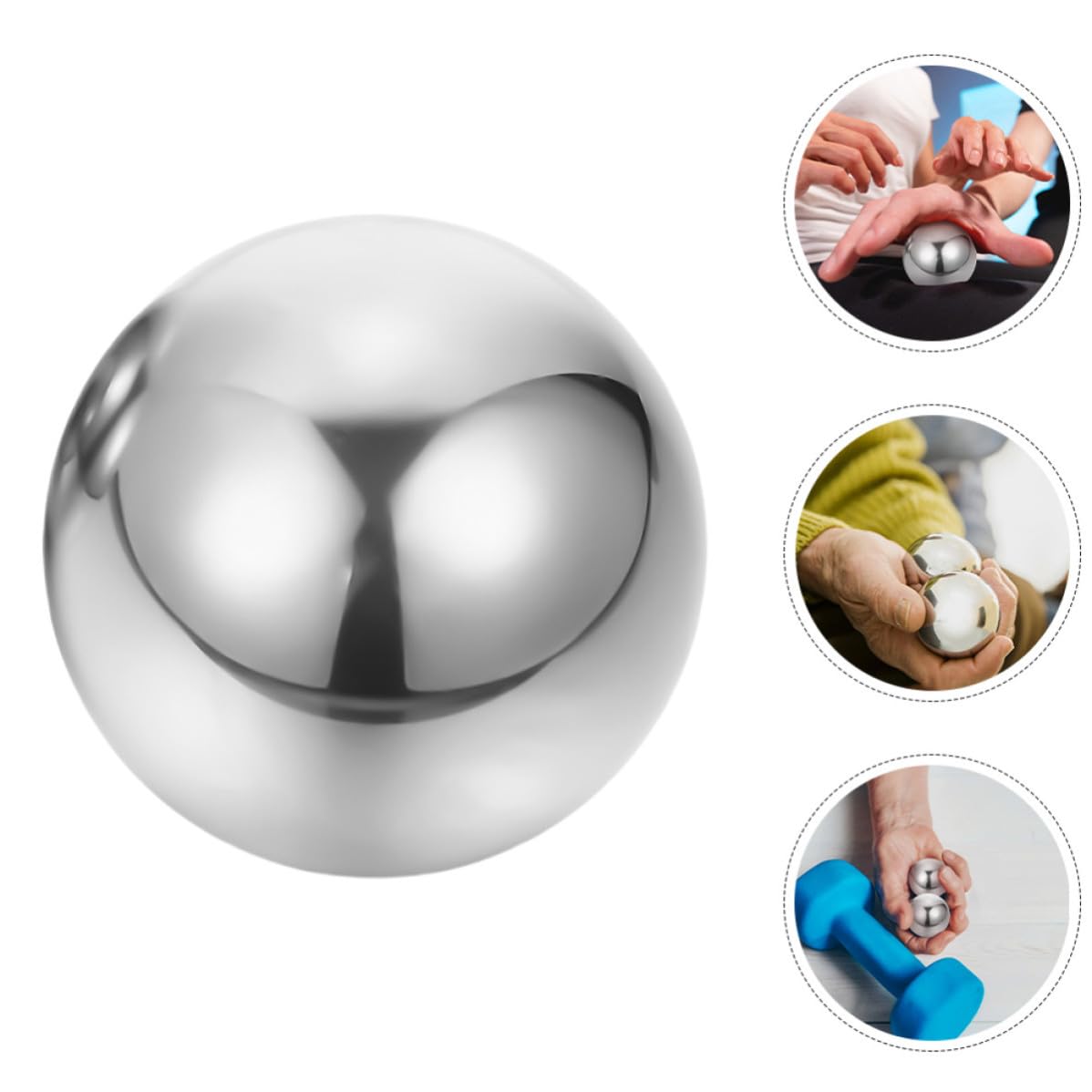 Kisangel Handbälle 70mm Edelstahl Massagegerät 1 Paar zur Handgymnastik und Verbesserung der Beweglichkeit bei Outdoor Aktivitäten