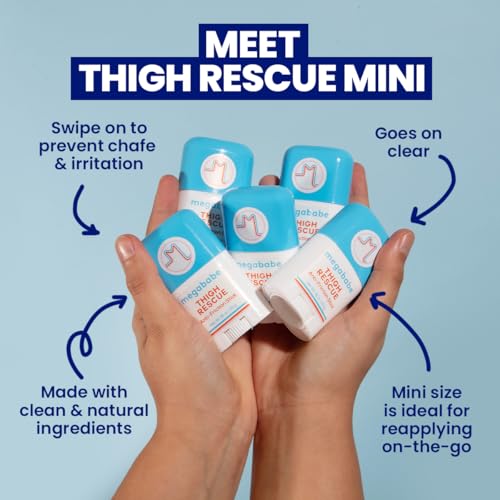 megababe thigh rescue anti-chafe stick mini  travel size great for on-the-go  prevents skin chafe amp irritation  thighs arms bra-lines amp more