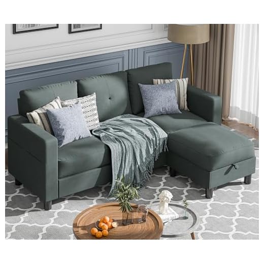 JAMFLY 79" Convertible Sectional Sofa Couch, L Shaped Couches for Living Room Clearance Set, Small Sectional Sofa with Chaise Modern Linen Fabric (Dark Gray)