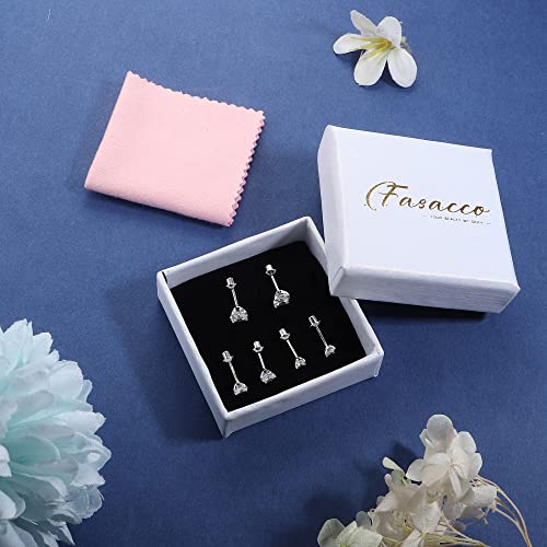 Fasacco Screw Back Cz Earrings For Girls 925 Sterling Silver 18K Hypoallergenic Earrings Silver #TOP5