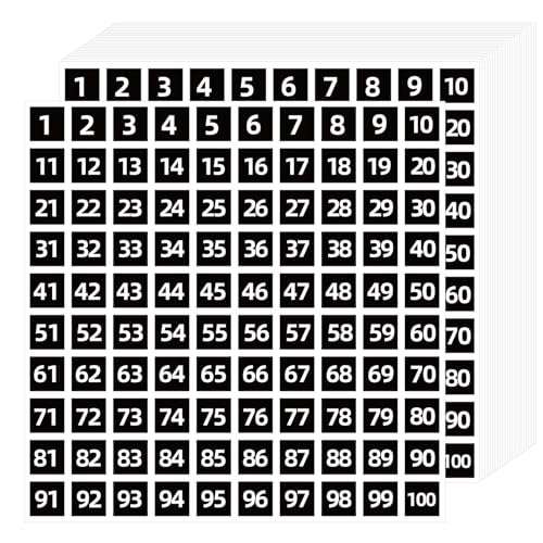 STARLIBOO 1 to 100 Consecutive Number Stickers, 0.4 inch Square Small Number Stickers Labels for Inventory, Storage, Organizing, Boxes, Bins, Toolbox, Locker (3000 Labels, Black)