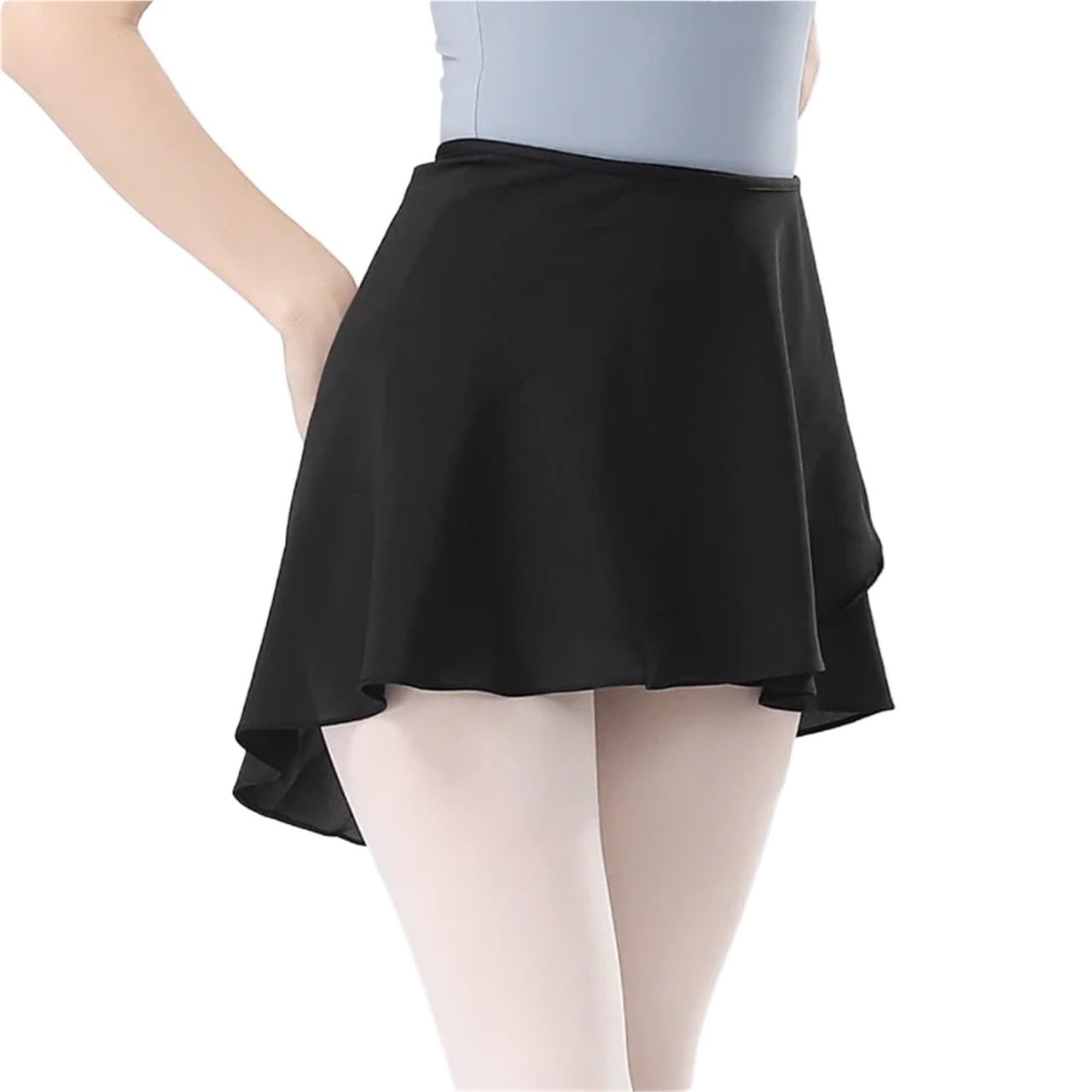 Jupe Portefeuille Noire en Mousseline de Soie for Femme, for Le Ballet, avec Lien réglable pour Les Spectacles De Danse Et Les Fêtes
