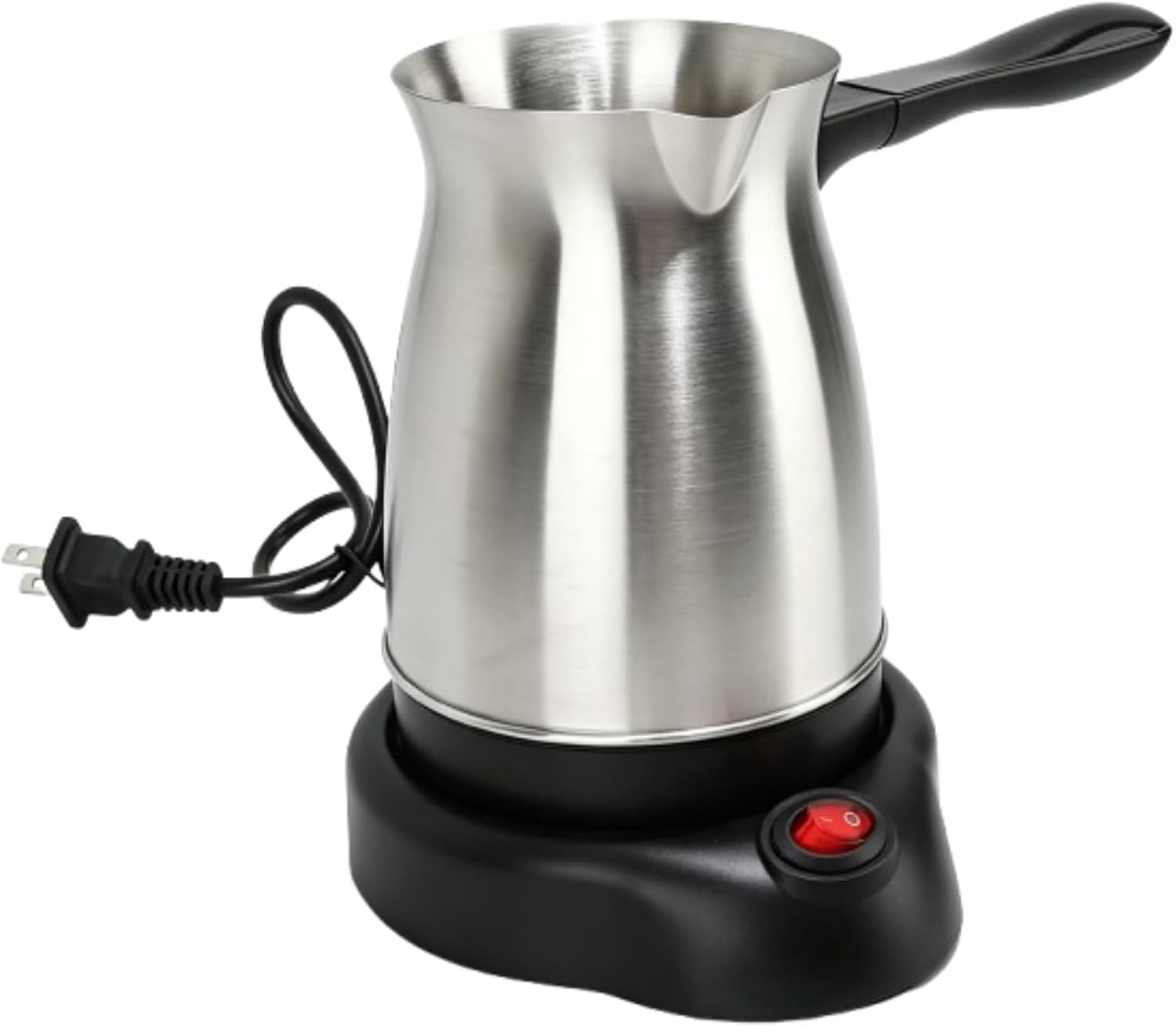 Turkish Coffee Pot, 600ml Stainless Steel Electric Coffee Maker (Arabic/Greek/Turkish), Cordless with Removable Anti-Scald Handle & Coffee Tea Warmer for Home & Travel