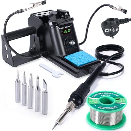 YIHUA 926LED III Estacion de Soldadura Kit con 10-EN-1 Mano Ayudante, Dispensador de Soldadura, Soldadura Sin Plomo, 5 Puntas Soldadura (EU Plug)
