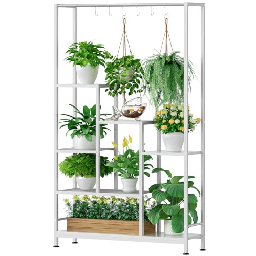 Plant Stand Indoor with Grow Lights - 7-Tier Metal Wooden Plant S...