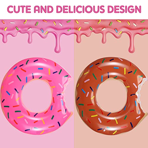 Liliful 8 Pcs Inflatable Donut Pool Floats For Kids Adults Donut Swimming Ring Tube For Pool Party Beach Game Decorations (Pink, Coffee, Blue, Light Pink,29.5 Inch) #TOP2