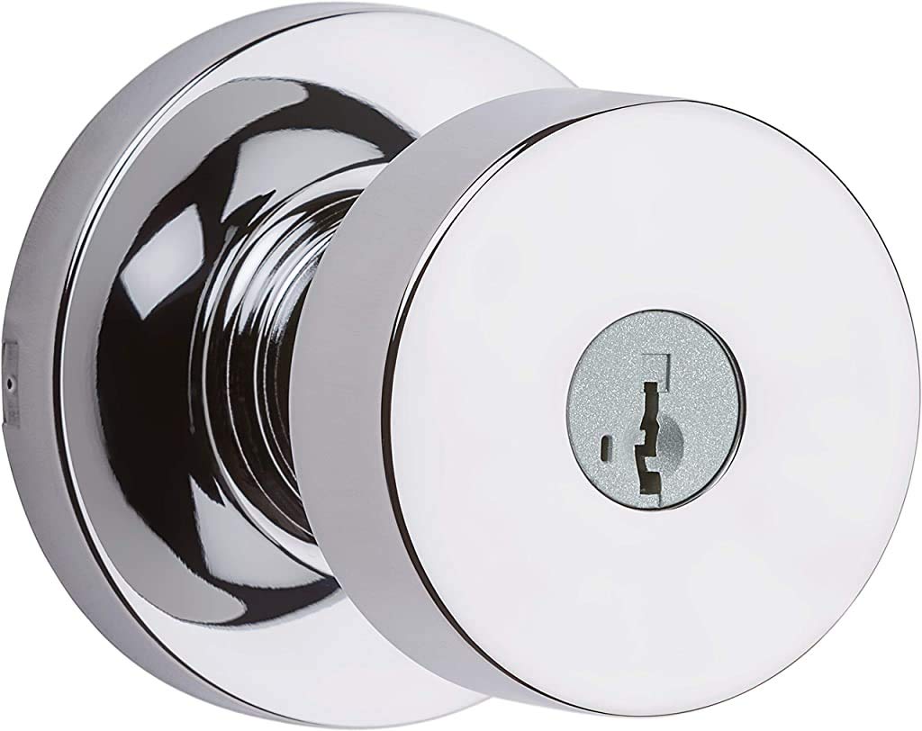 Kwikset 97402-853 Pismo Keyed Entry Door Knob Featuring SmartKey Security, Polished Chrome