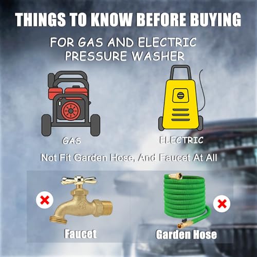 Image of Pressure Washer Short Gun with 3 /8 inch Swivel, Power Washer Stubby Trigger Handle with 25 Soft Rubber Nozzle, M22-14mm to 3 /8 inch Quick Connector, M22-15mm Female for Car Wash