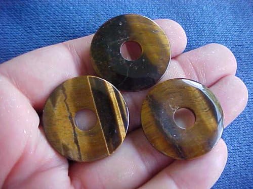 Zs5019 Gemqz Tiger Eye Loose Donut 3 Pcs From Africa !!!!