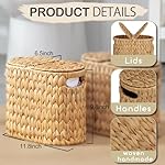 ELONG HOME Toilet Paper Basket with Lid, Water Hyacinth Wicker Toilet Paper Storage Holder for 4 Rolls, Toilet Paper Storage for Bathroom - Image 3