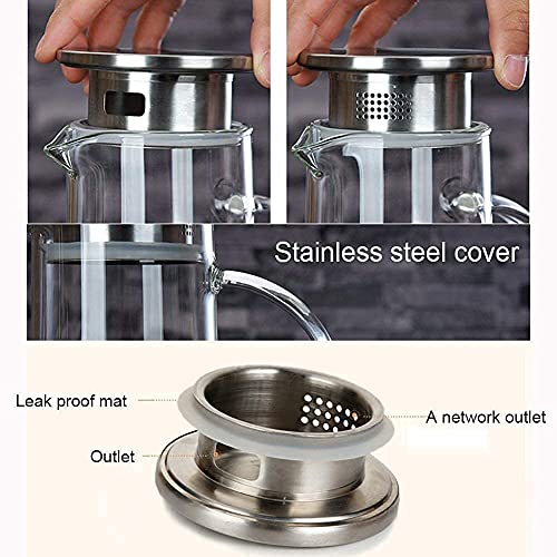 Image of 1300 ML (Set of 1) Glass Water Jug with Lid Glass Pitcher Hot Water Jug Milk Carafe Glass Water Jug for Dining Table