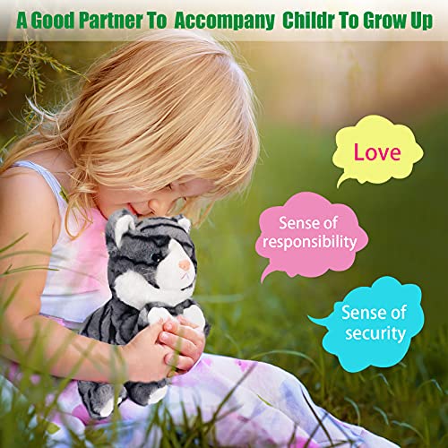 Volunna 12" Electronic Interactive Plush Cat Toys, Robot Cat Toy, Touch Control Meow Kitten Stuffed Animal Cat Toys, Walking, Barking, Tail Wagging For Boys Girls Kids Baby Christmas Birthday #TOP6