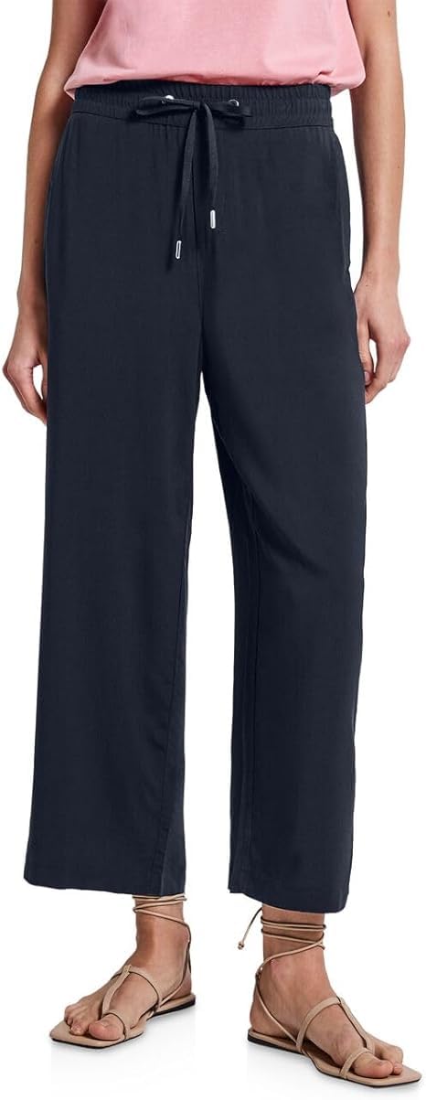 STREET ONE Women's 3716099 Wide Leg Pant, Deep Blue, 44W x 26L