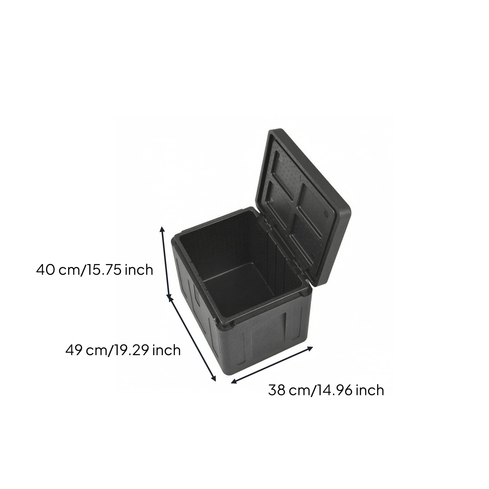 F Fityle Caja Térmica Espuma Térmica Tapa | Diseño Ligero y Resistente, Contenedor Isotérmico para Alimentos, Comedores Escolares, Negro, Tapa Abisagrada