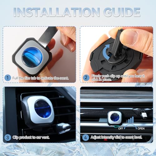 Image of Car Air Freshener Vent Clip 6 Pack 4ml Each Up to 180 Days Long Lasting Scent Odor Eliminator for Women Men(Crystal Ice)