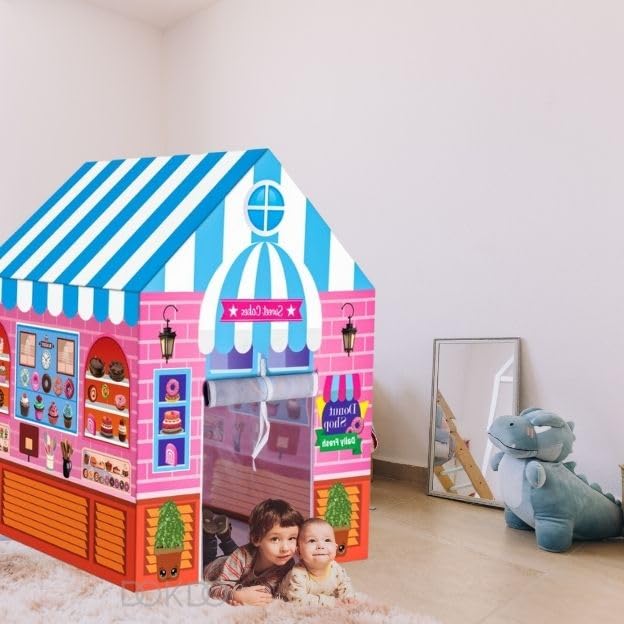 Image of Kids Play Tent House for Boys & Girls | Foldable Toy House for Indoor & Outdoor Fun | Tent House for Kids 2 to 6 Years | Portable Playhouse Kids House Tent (Cake Shope Tent House)