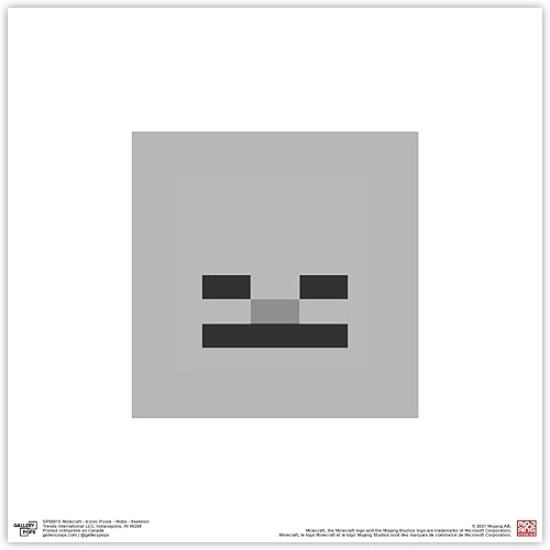 Trends International Gallery Pops Minecraft Pixeles icónicos - Mobs - Arte de pared de esqueleto, versión sin marco, 12 x 12 pulgadas