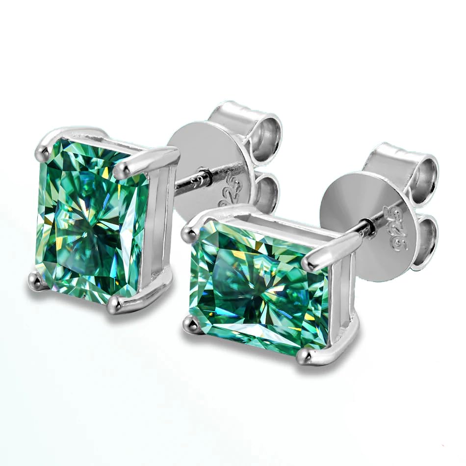 1-2ct Rectangular Moissanite Earrings for Women - Sparkling Laboratory Diamond Earrings Jewelry Wedding Anniversary Party Gift S925 Silver3