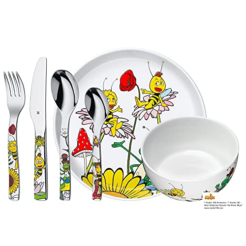 WMF Children's Crockery Set 6-Piece Maya The Bee Cromargan 18/10 Stainless Steel Polished Suitable from 3 Years